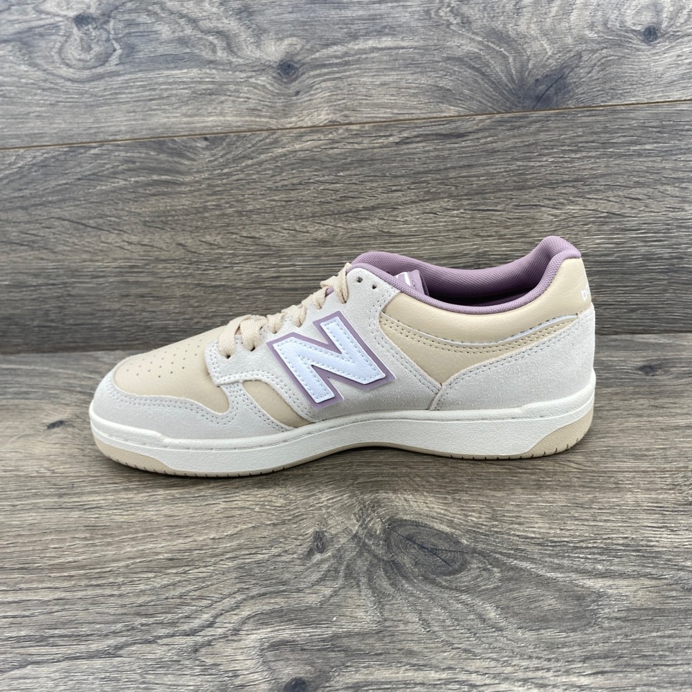 New Balance 480 Sneakers Womens 8.5 Cream Tan Lavender BB480LHP Low Top Shoes - Picture 6 of 9